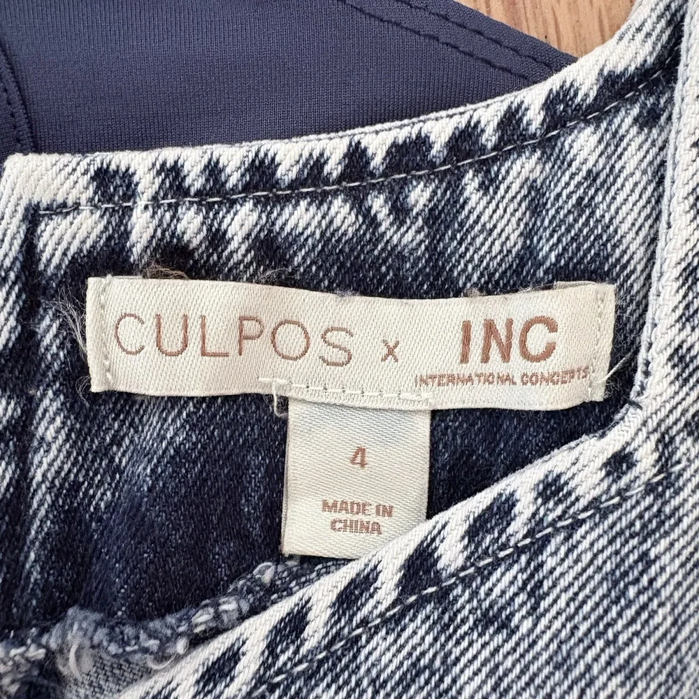New CULPOS x INC Denim Sleeveless Bodysuit Acid Wash Y2K Festival Retro 90s Sz 4 - Picture 2 of 13